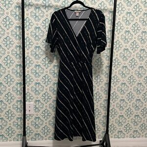 H&M diagonal striped faux wrap dress
